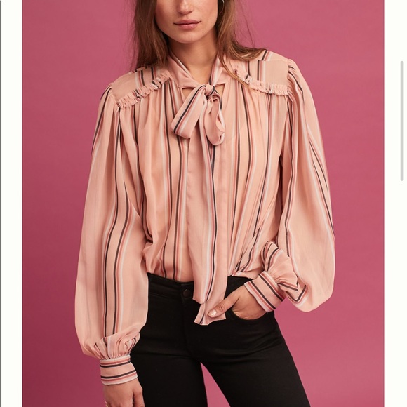 - Anthropologie silk blush rose blouse